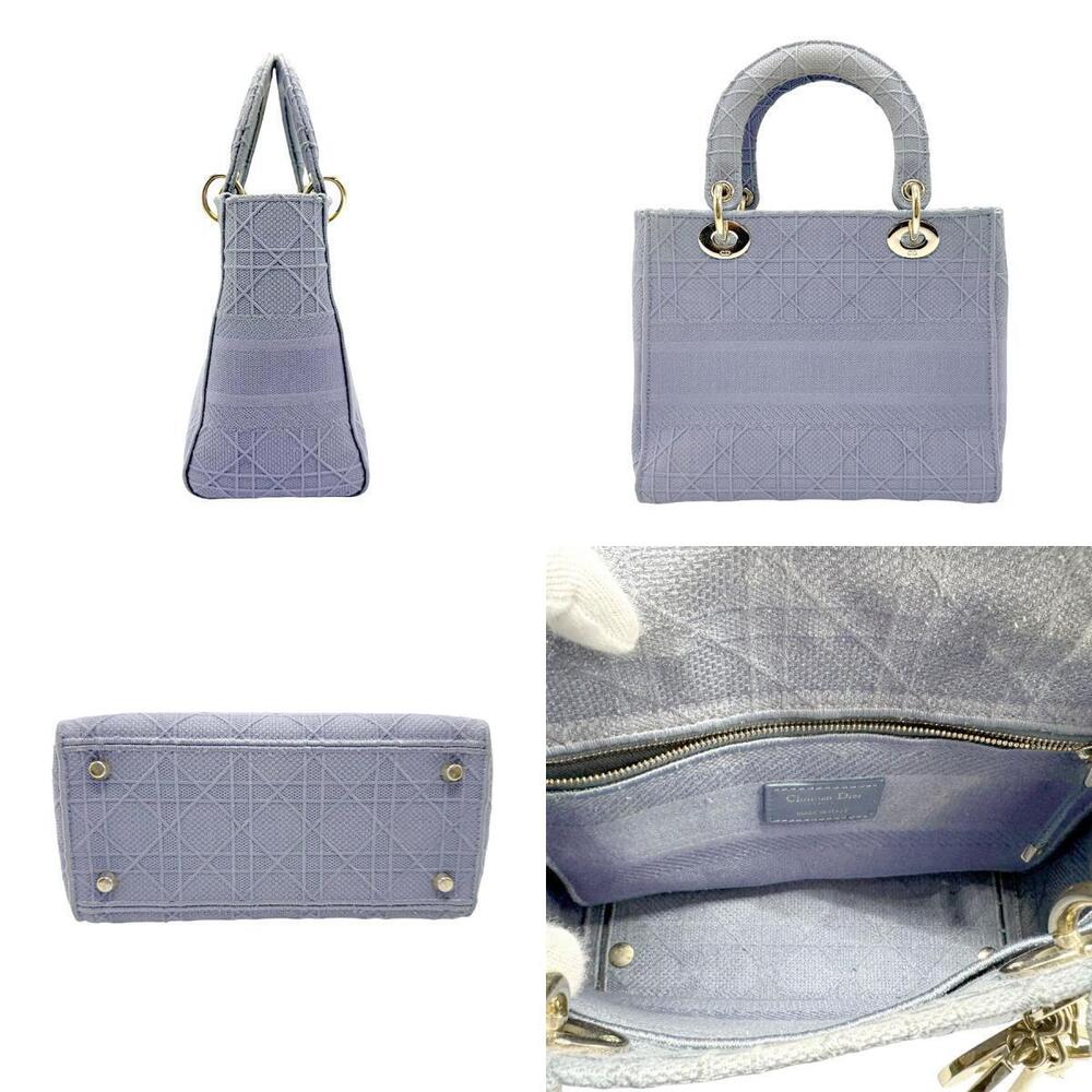 Dior Bag Blue Canvas Shoulder Gold Christian  Delight Lady 2way